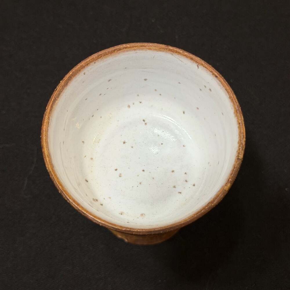 Vintage Studio Pottery Footed Goblet with Textured Geometric Design Marked 1973 - Picture 3 of 13